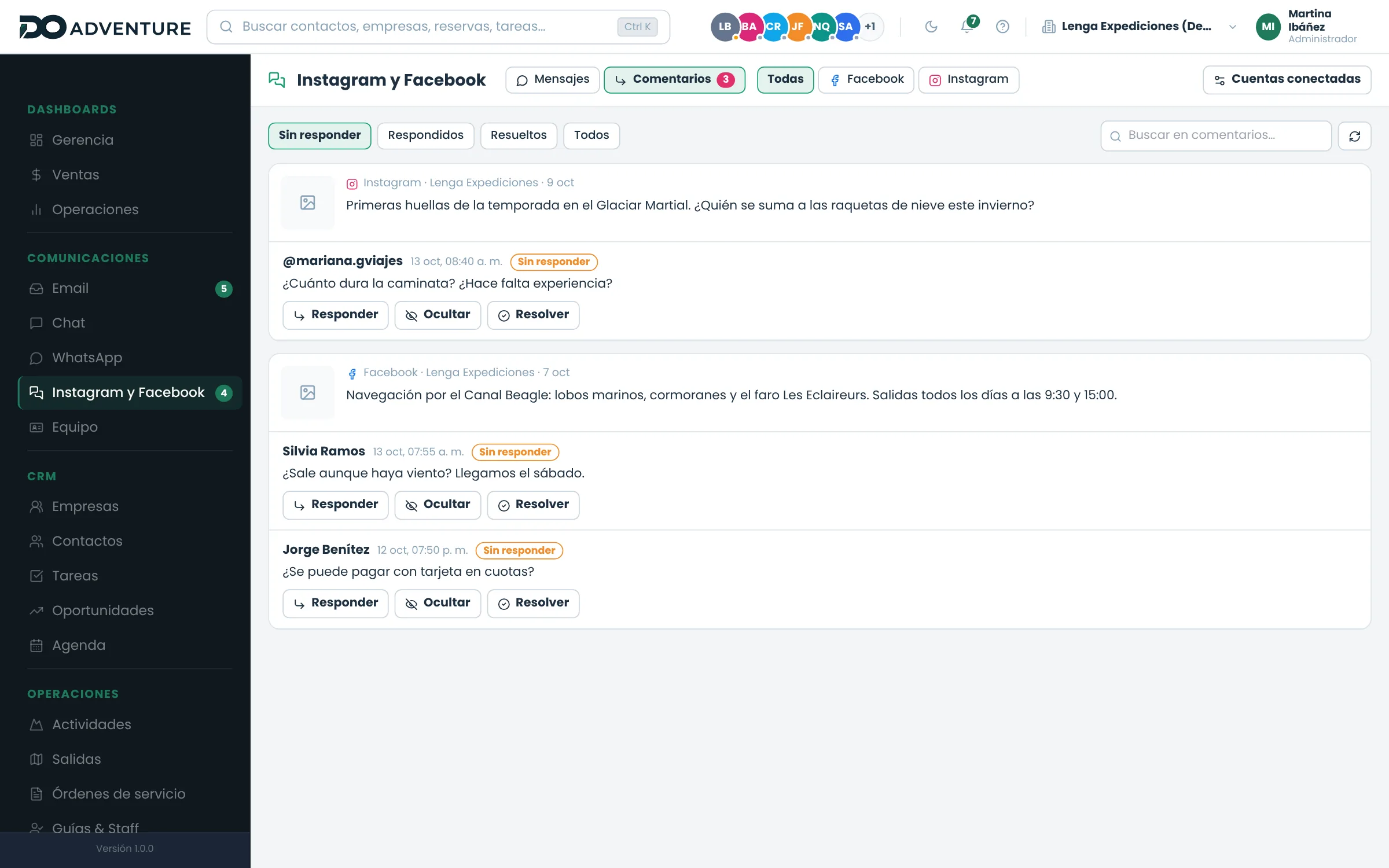 Comentarios de Instagram y Facebook para contestar en público o por privado